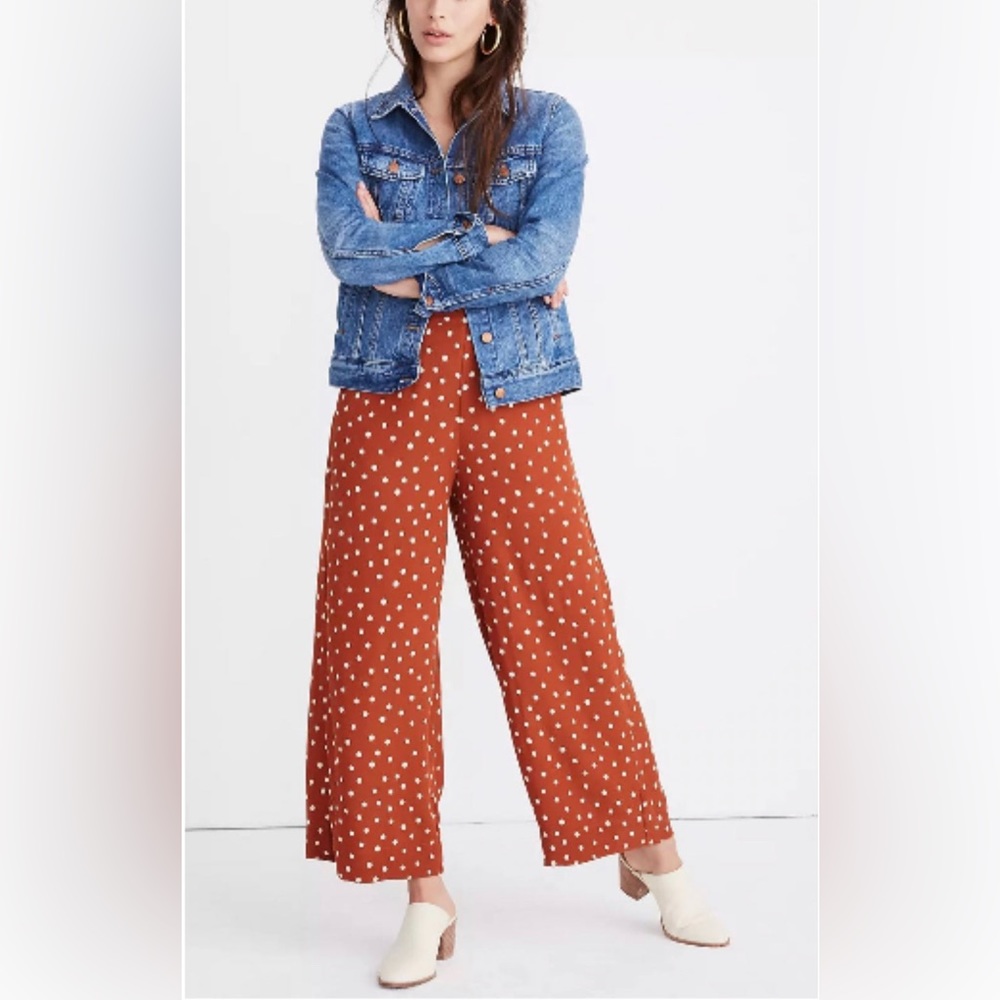 Madewell Huston Pull-On Crop Pants in Inkspot Dots Size Medium